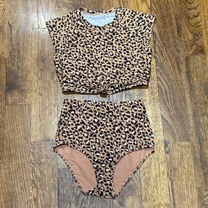 Aerie high waist bikini XS leopard nwot